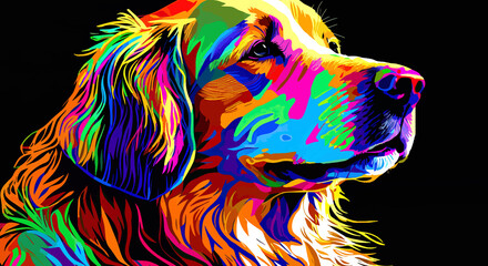  Golden Retriever Pop Art Colorful - Generative AI