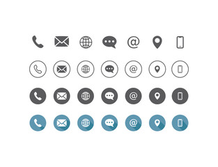 Poster - Web icon set. Website set icon vector,  Business card icon set, 4 Style Contact information Icon in Vector Format , all are 28 icons