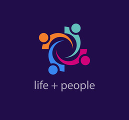 Wall Mural - Introversion life and people, solidarity idea logo. Corporate healthcare company logo template. vector