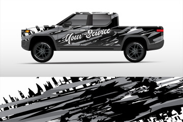 Truck sticker wrap design, graphic abstract grunge line design for adventure and racing.