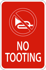 Wall Mural - No Honking Sign No Tooting On White Background