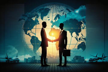 Business man in black suit shaking hands to agree a business partnership agreement. Business etiquette concept of congratulation, concept of handshake