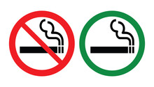 No Smoking And Smoking Area Signs Set, Vector Illustrations