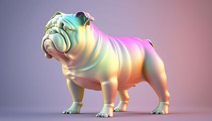 Wall Mural - colorful bulldog created with generative AI technology