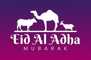 Eid Al Adha Mubarak with different animals banner design