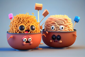 Wall Mural - Cute Ramen Character Background. Created with Generative AI Technology