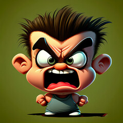 Wall Mural - angry boy cartoon character