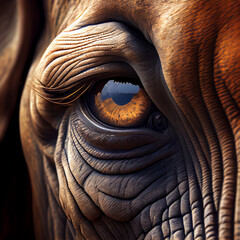 Poster - Beautiful photo of an elephant eye taken at close range. 