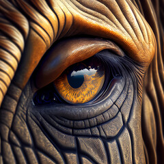 Poster - Beautiful photo of an elephant eye taken at close range. 