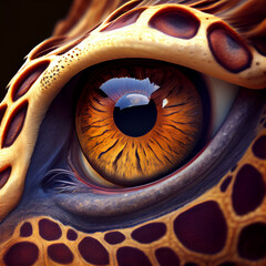Poster - Beautiful photo of an giraffe eye taken at close range. 