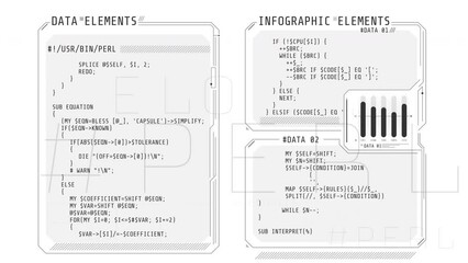 Canvas Print - windows of a futuristic interface with code.