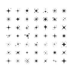 Poster - Set of twinkling star, sparkle firework decoration. twinkle shiny flash design elements isolated on white background. Vector illustration of sparkle icons for graphic, website and mobile design.