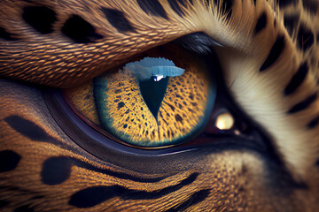 Poster - Beautiful photo of an leopard eye taken at close range. 