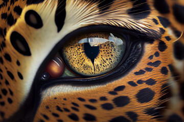 Poster - Beautiful photo of an leopard eye taken at close range. 