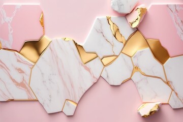 Pink and gold marble texture Background - generative ai