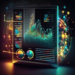 Poster - Analysing economic growth graph financial data. Stock market investment. Financial and banking Technology. Business strategy and digital marketing concept, Generative AI