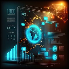 Poster - Analysing economic growth graph financial data. Stock market investment. Financial and banking Technology. Business strategy and digital marketing concept, Generative AI