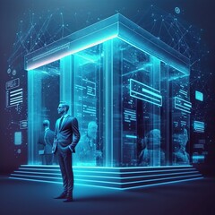 Poster - Financial technology for digital banking and investment with an online global network connection, generative ai