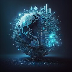 Poster - Global world networks and telecommunications on Earth, generative ai