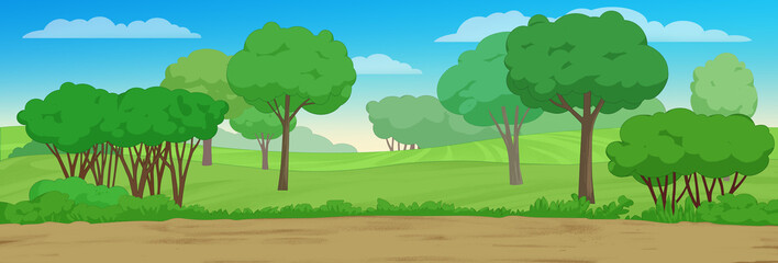 Nature, summer landscape panorama for animation