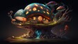 fantasy mushroom house background - generative ai