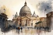 The Vatican City watercoler background - generative ai