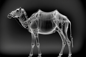 Wall Mural - camel x-ray style. X-ray of Raw whole camel. Creative Art abstract. Created with Generative AI technology