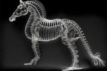 Wall Mural - Horse x-ray style. X-ray of Raw whole horse. Creative Art abstract. Created with Generative AI technology