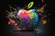Jabłko abstrakcyjny kolorowy akrylowy Generative AI