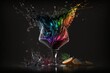 Kieliszek wina abstrakcyjny kolorowy akrylowy Generative AI