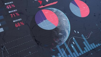 Poster - Animation of infographic interface over rotating globe in background