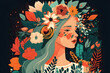 Beautiful Hand-Drawn Illustration of a Woman with a Flower Crown