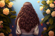 © Poter - nature beauty female  curly hair care. illustration Generative AI
