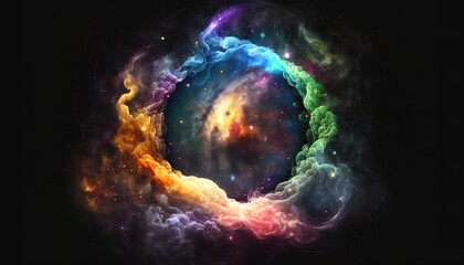 Wall Mural - colored galaxy in space surrounded by stars. generative ai