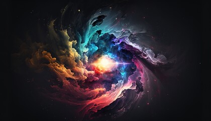 Wall Mural - colored galaxy in space surrounded by stars. generative ai