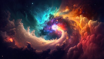 Wall Mural - colored galaxy in space surrounded by stars. generative ai