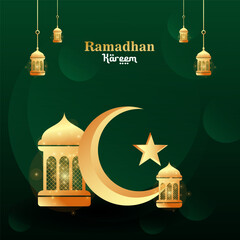 Wall Mural - vector ramadan kareem illustration in gradient style