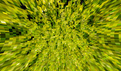 3d illustration Green tone pixel dots are moving.