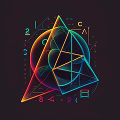 Neon Colorful Rainbow Vector Abstract Math Geometry Algebra Equations Physics Generative AI