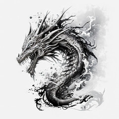 Illustration of a well-detailed dragon with a white background