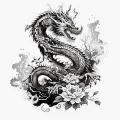 Illustration of a well-detailed dragon with a white background