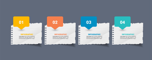 Fototapete - Business Infographic with note paper design vector.	
