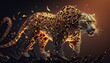 © Get Stock - Cool, Epic, Artistic, Beautiful, and Unique Illustration of Leopard Animal Cinematic Adventure: Abstract 3D Wallpaper Background with Majestic Wildlife and Futuristic Design (generative AI)