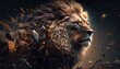 © Get Stock - Cool, Epic, Artistic, Beautiful, and Unique Illustration of Lion Animal Cinematic Adventure: Abstract 3D Wallpaper Background with Majestic Wildlife and Futuristic Design (generative AI)