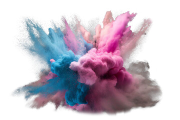 Wall Mural - Explosion of colored powder isolated on black background. Abstract colored background, isolate on white background, image ai midjourney generated