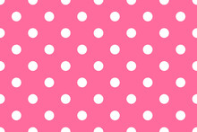 White Polka Dot On Pink Background. Seamless White Polka Dot Pattern On Pink Background