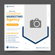 Creative Marketing webinar for social media post. Modern poster suitable for business webinars, marketing webinars, brochure digital banner template on square size.