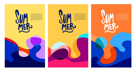 Aufkleber - Vector Colorful Fluid and Liquid Summer Brochure Background Template