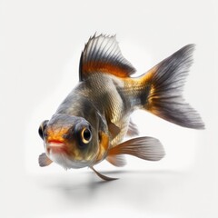 Wall Mural - Detailed illustration of a freshwater perch fish jumping out of a lake isolated on a white background, generative ai