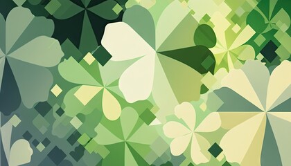 Saint Patrick's Day Geometric Shapes with Repeating shapes and Soft color palette : A Beautiful Unique Colorful and Bold 3D Rendering Wallpaper Template for Celebration (generative AI)